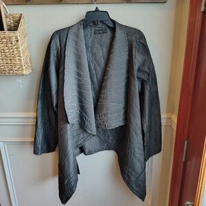 LUUKAA Open Front Jacket Womens 14 Asymmetrical Draped Textured Mother Bride